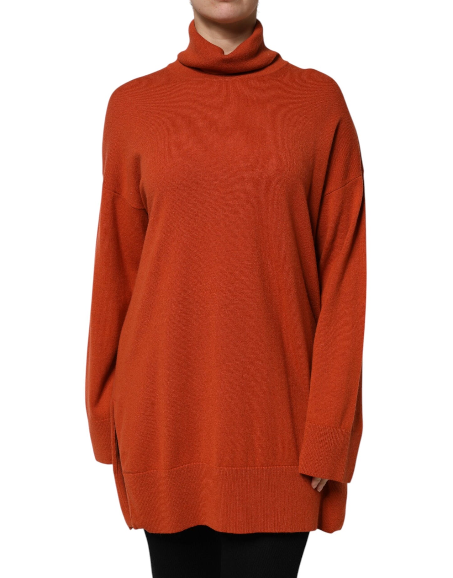 Alpha Studio Dark Orange Long Sleeves Turtleneck Sweater by Alpha Studio