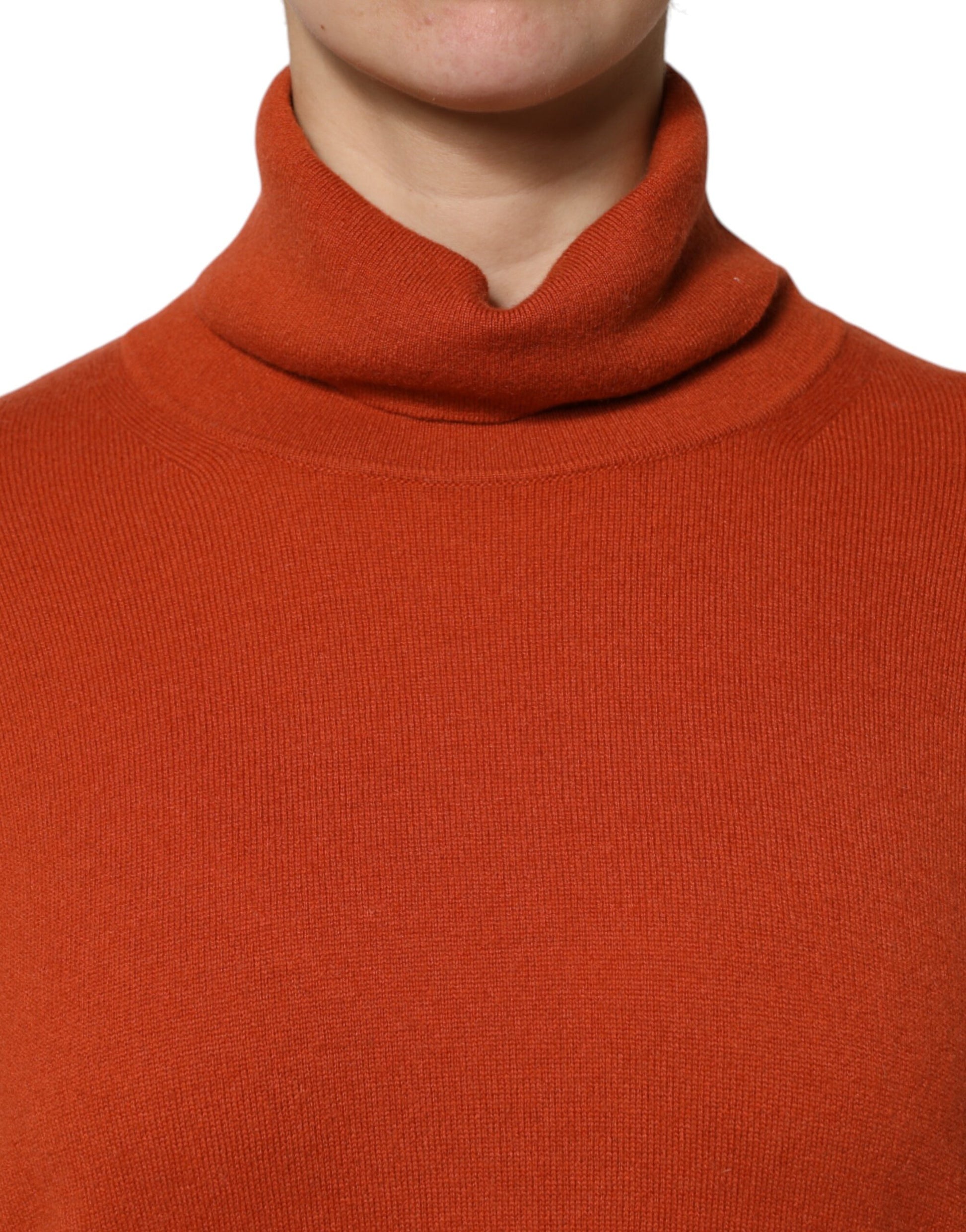 Alpha Studio Dark Orange Long Sleeves Turtleneck Sweater by Alpha Studio