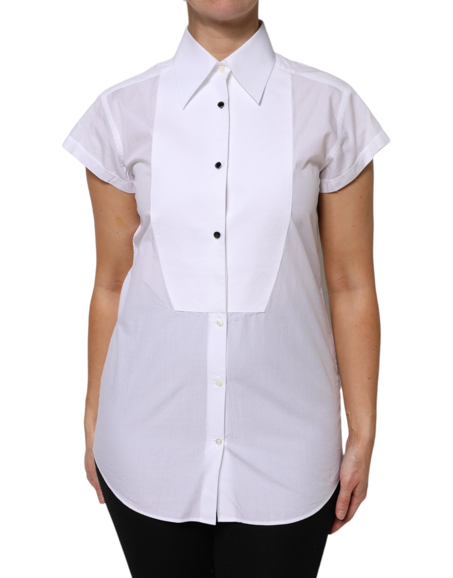 Dolce & Gabbana White Cotton Short Sleeves Collared Polo Top by Dolce & Gabbana
