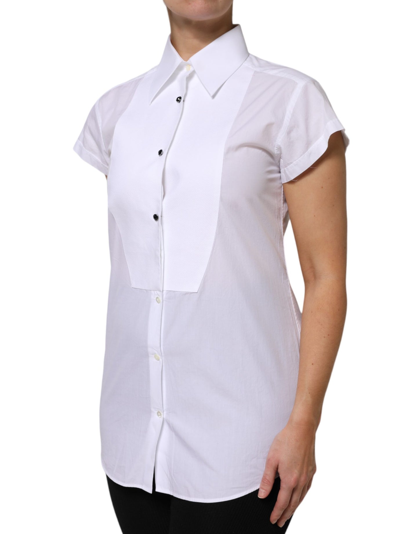 Dolce & Gabbana White Cotton Short Sleeves Collared Polo Top by Dolce & Gabbana