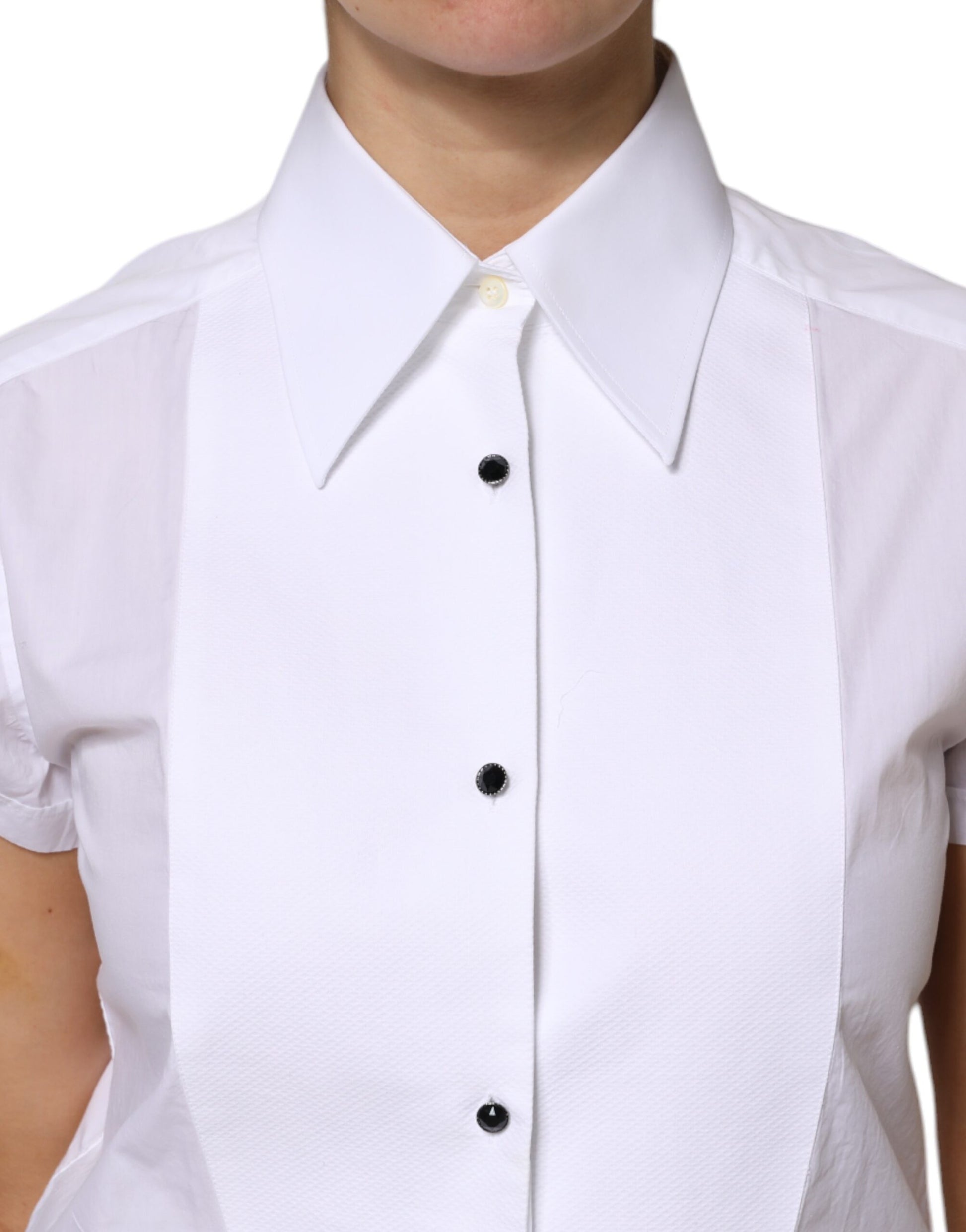 Dolce & Gabbana White Cotton Short Sleeves Collared Polo Top by Dolce & Gabbana