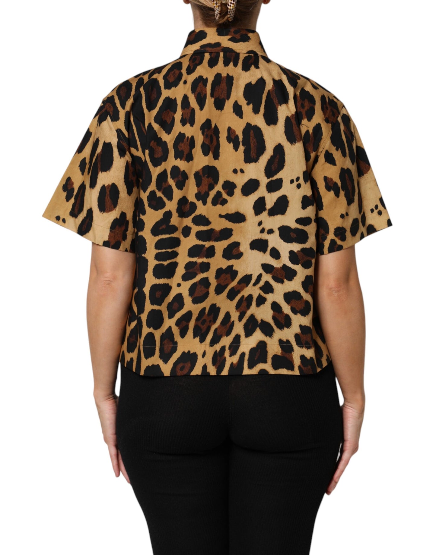 Dolce & Gabbana Brown Leopard Short Sleeve Collared Polo Top by Dolce & Gabbana