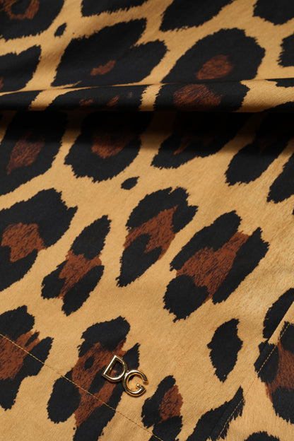 Dolce & Gabbana Brown Leopard Short Sleeve Collared Polo Top by Dolce & Gabbana