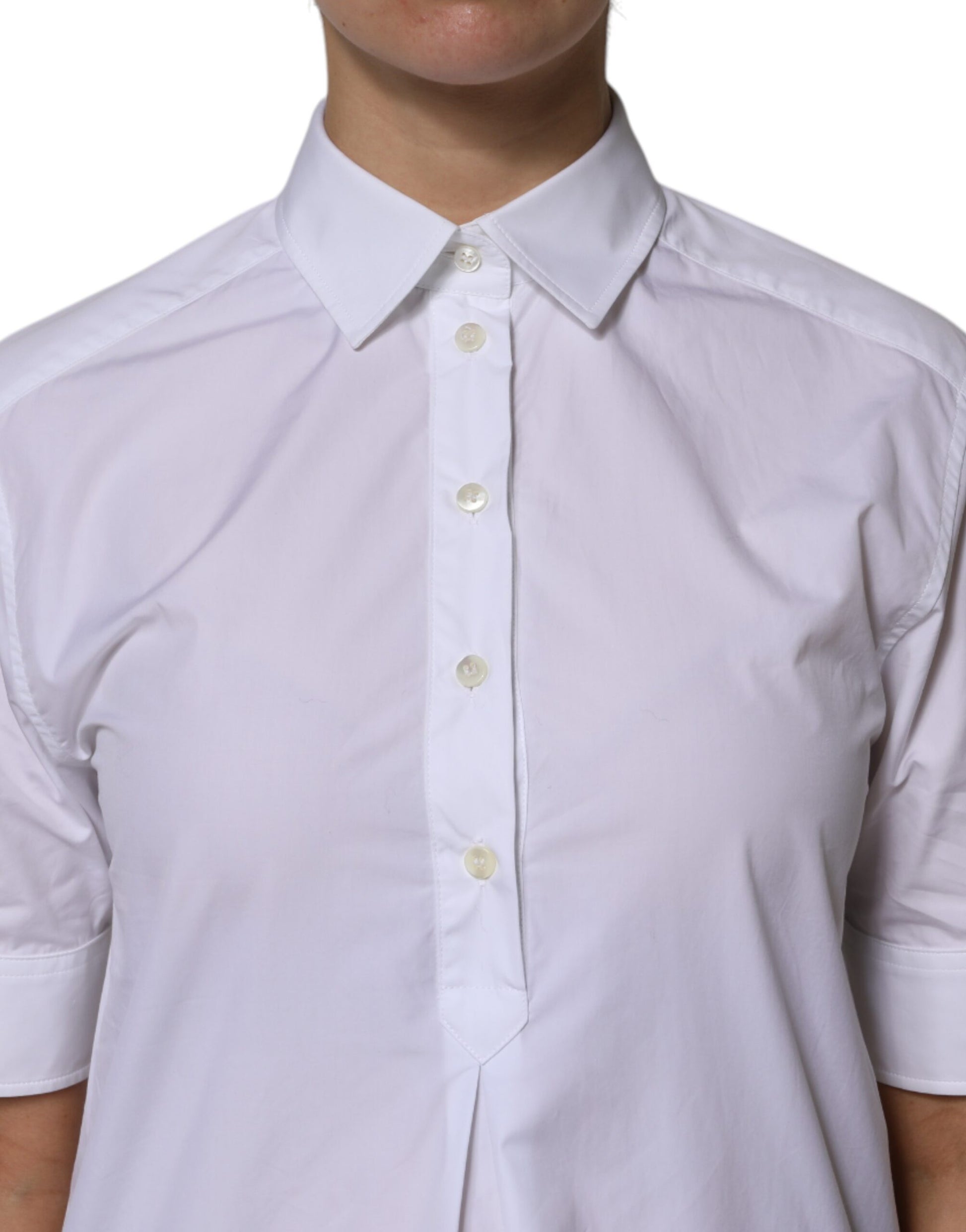 Dolce & Gabbana White Cotton Short Sleeves Collared Polo Top by Dolce & Gabbana