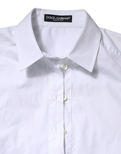 Dolce & Gabbana White Cotton Short Sleeves Collared Polo Top by Dolce & Gabbana