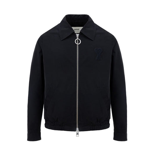 Ami Paris Black Polyester Jackets &amp; Coat
