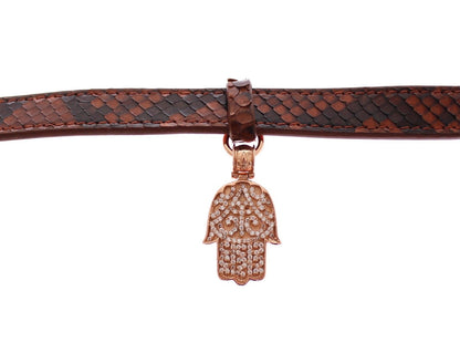 Bracelet manchette Nialaya Chic en cuir peau de serpent et or
