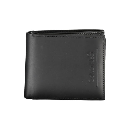 Portefeuille RFID en cuir noir Calvin Klein avec porte-monnaie