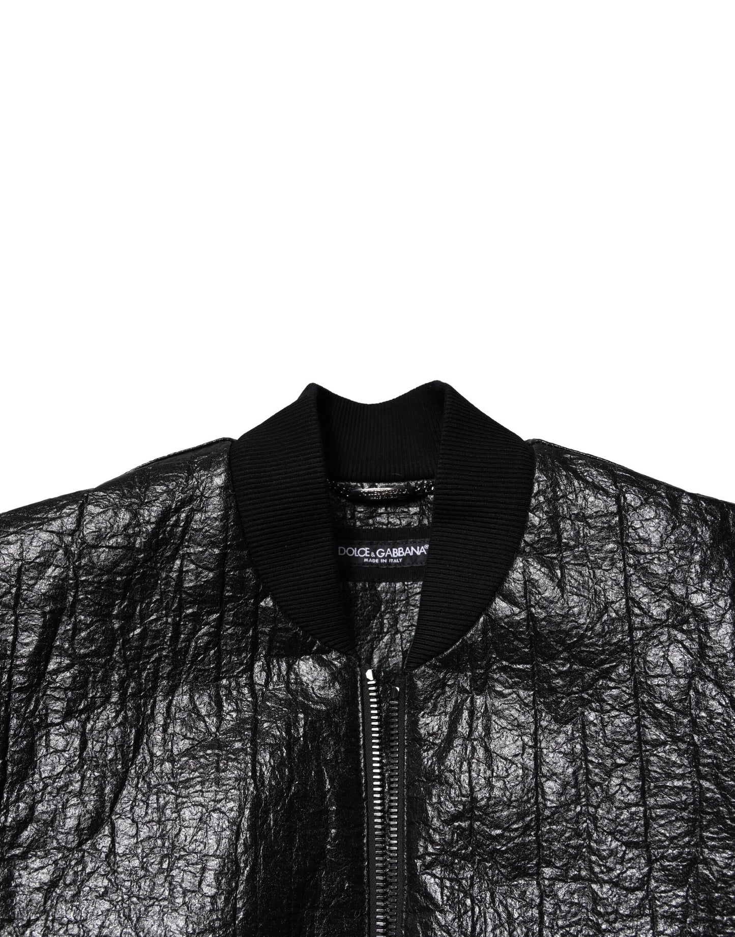 Dolce &amp; Gabbana Black Logo Plaque Bomber Full Zipper Jacket