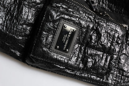 Dolce &amp; Gabbana Black Logo Plaque Bomber Full Zipper Jacket