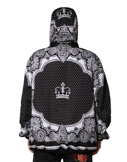 Dolce &amp; Gabbana Black Bandana Print Hooded Bomber Jacket