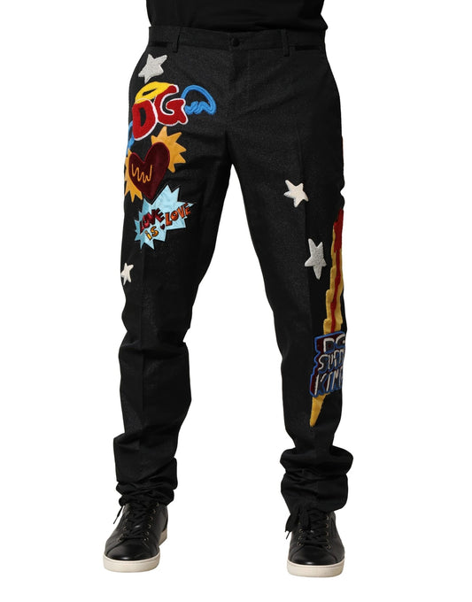 Pantalon homme Dolce &amp; Gabbana noir à broderies graphiques