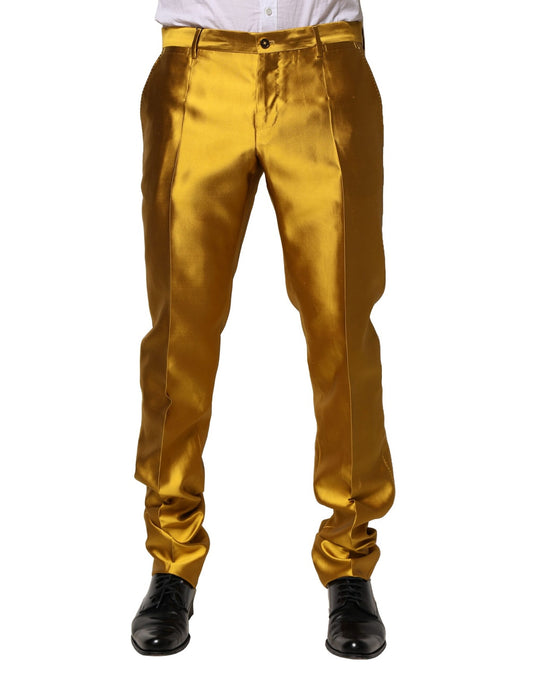 Pantalon fuselé en soie jaune Dolce &amp; Gabbana pour homme