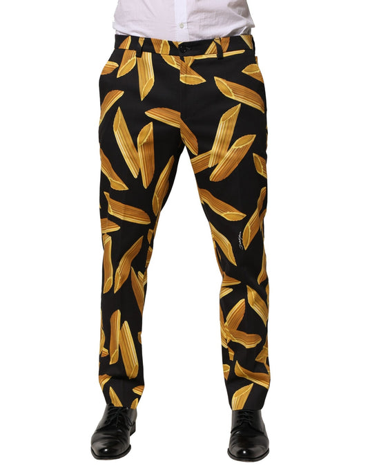 Pantalon fuselé noir à imprimé pâtes Dolce &amp; Gabbana pour homme