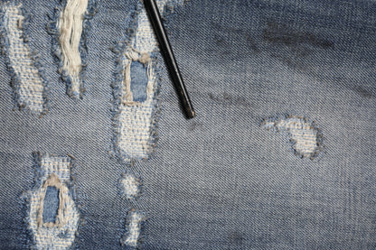 Dolce & Gabbana Blue Washed Tattered Cotton Men Jeans by Dolce & Gabbana