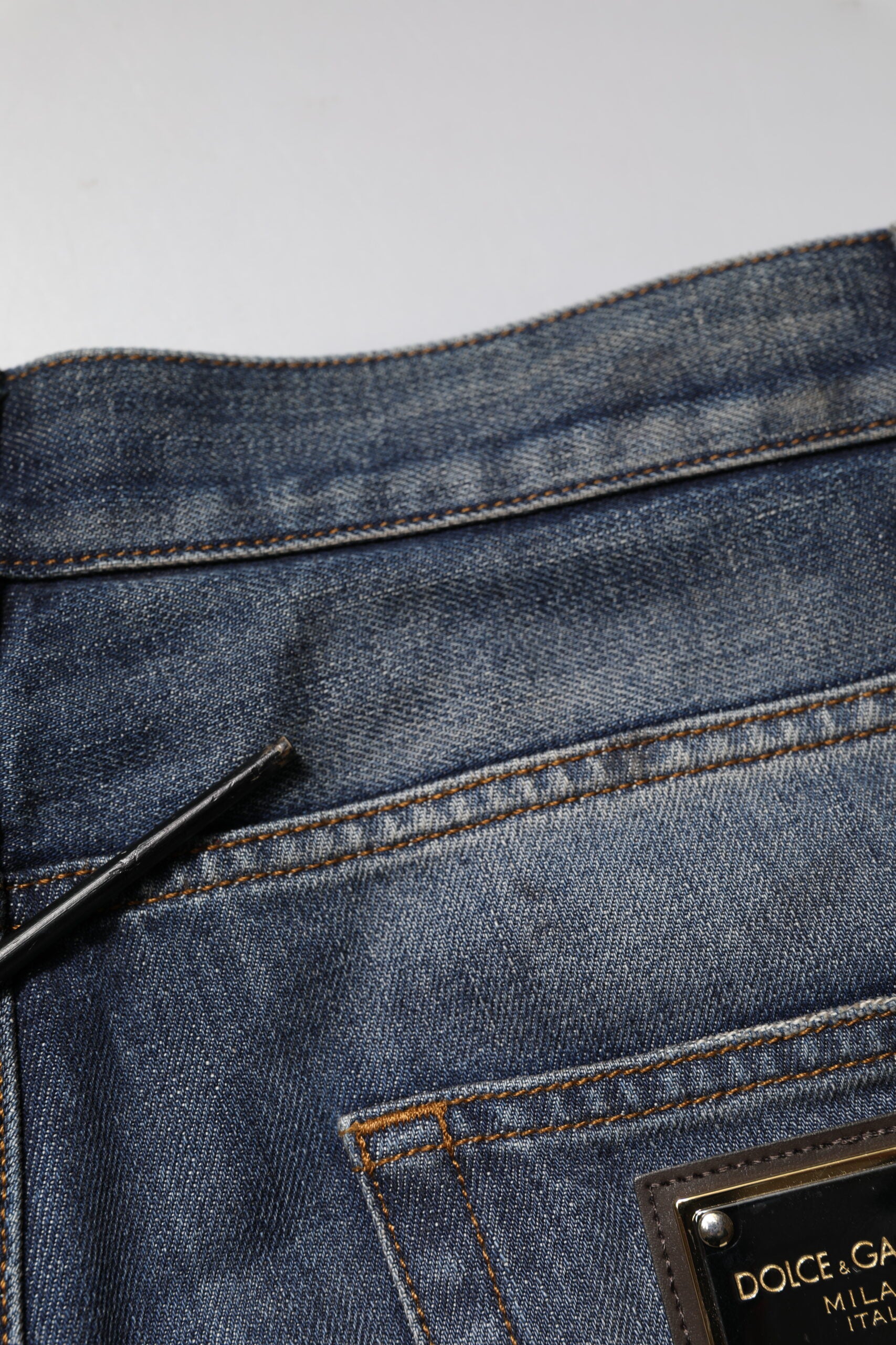 Dolce & Gabbana Blue Washed Tattered Cotton Men Jeans by Dolce & Gabbana