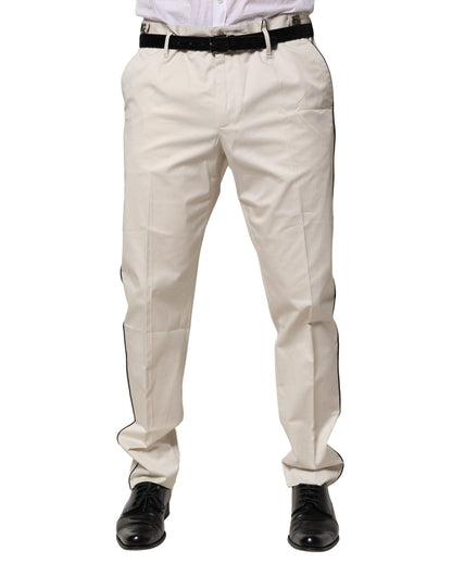 Dolce & Gabbana White Cotton Dress Slim Formal Pants by Dolce & Gabbana
