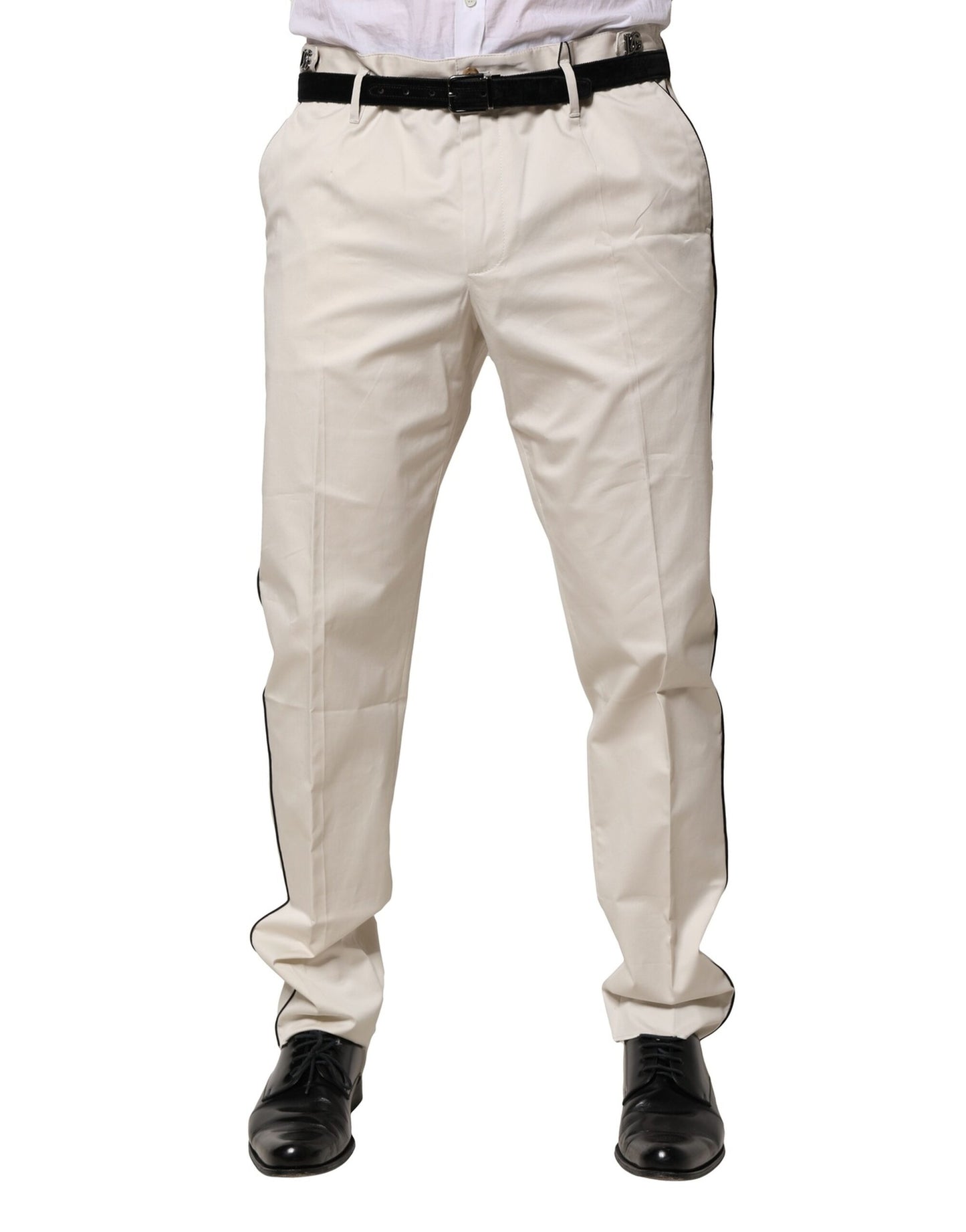 Dolce & Gabbana White Cotton Dress Slim Formal Pants by Dolce & Gabbana