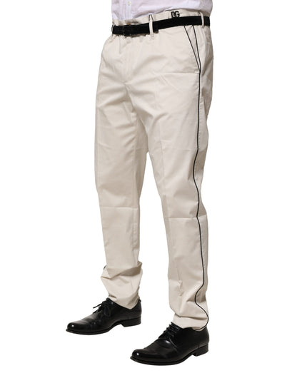 Dolce & Gabbana White Cotton Dress Slim Formal Pants by Dolce & Gabbana