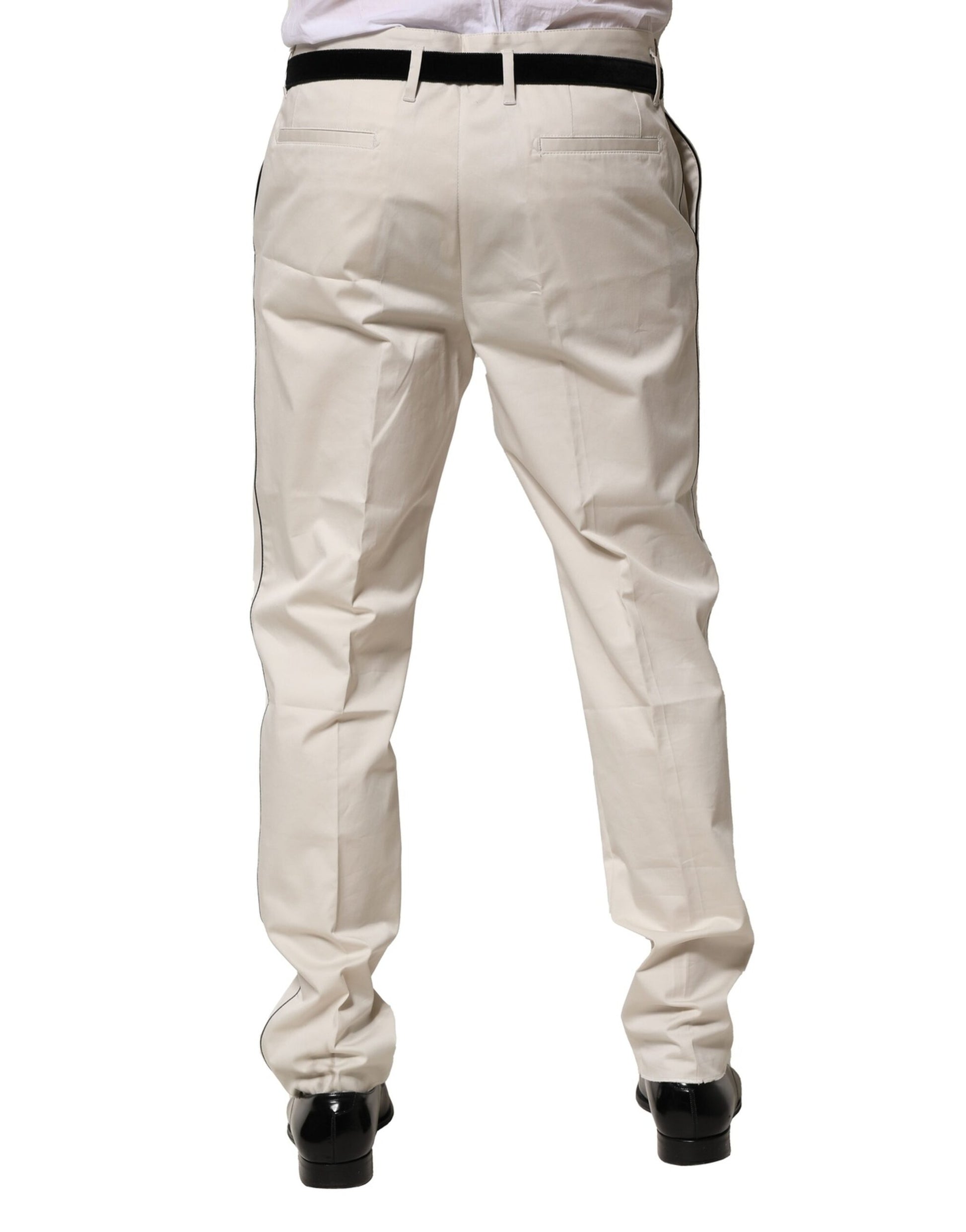Dolce & Gabbana White Cotton Dress Slim Formal Pants by Dolce & Gabbana