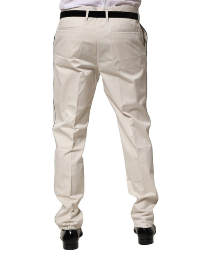 Dolce & Gabbana White Cotton Dress Slim Formal Pants by Dolce & Gabbana