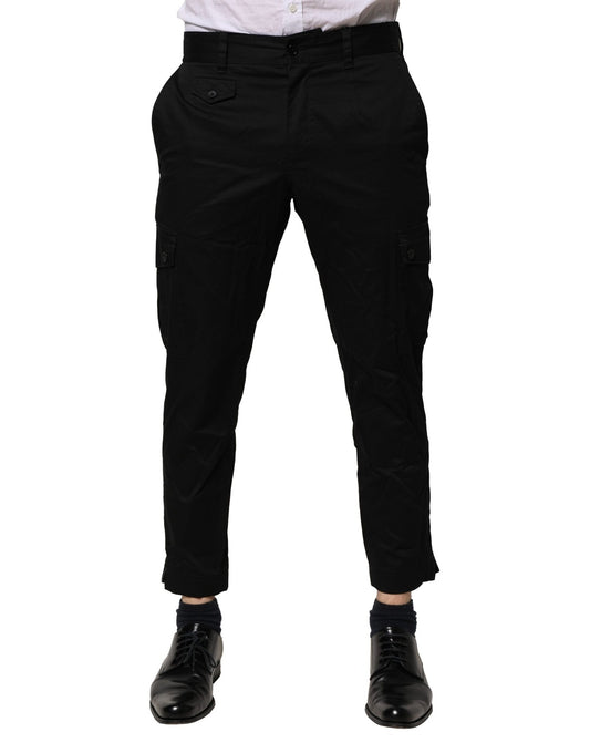 Pantalon slim habillé en coton noir Dolce &amp; Gabbana