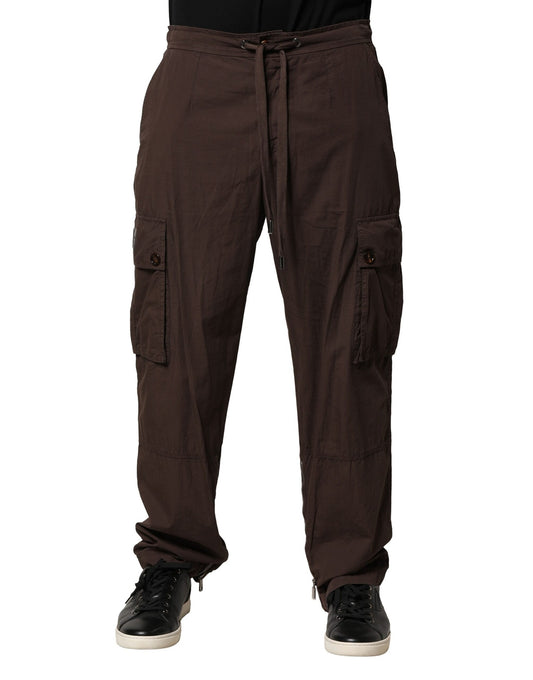 Pantalon de jogging cargo en coton marron Dolce &amp; Gabbana pour homme