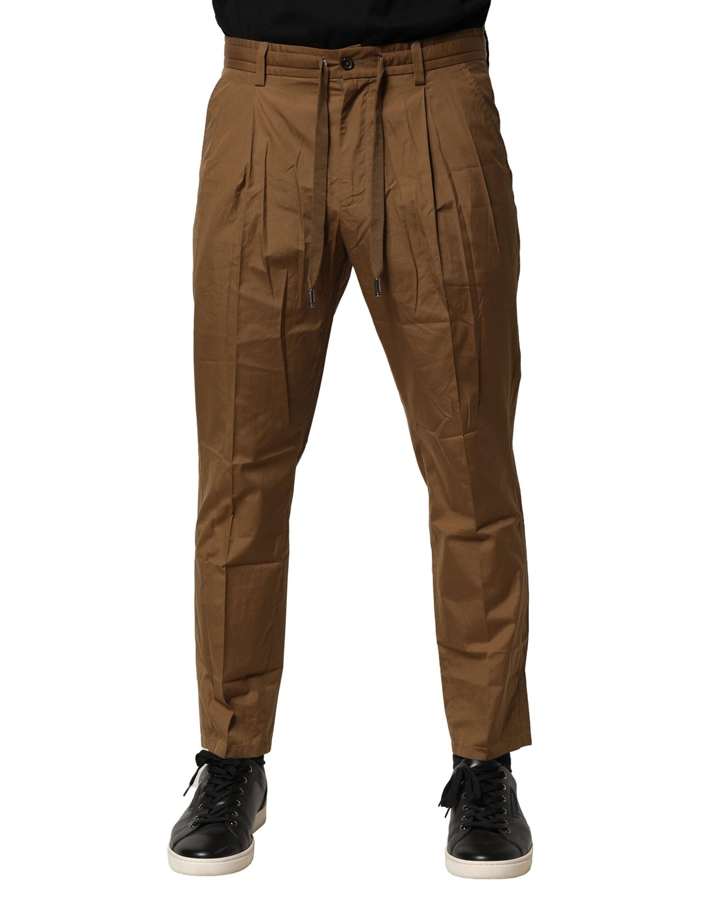 Dolce & Gabbana Brown Cotton Chino Mid Waist Men Pants by Dolce & Gabbana
