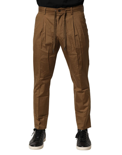 Dolce & Gabbana Brown Cotton Chino Mid Waist Men Pants by Dolce & Gabbana