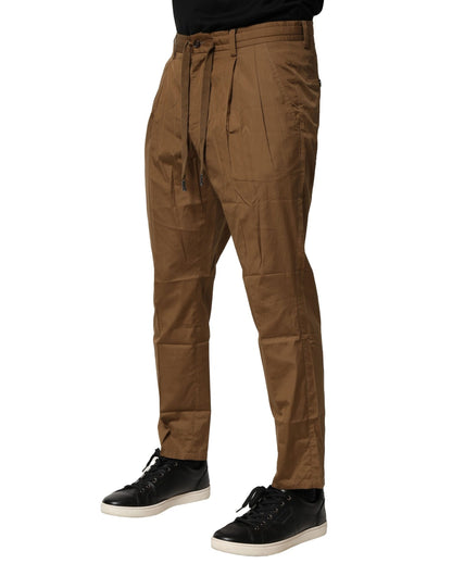 Dolce & Gabbana Brown Cotton Chino Mid Waist Men Pants by Dolce & Gabbana
