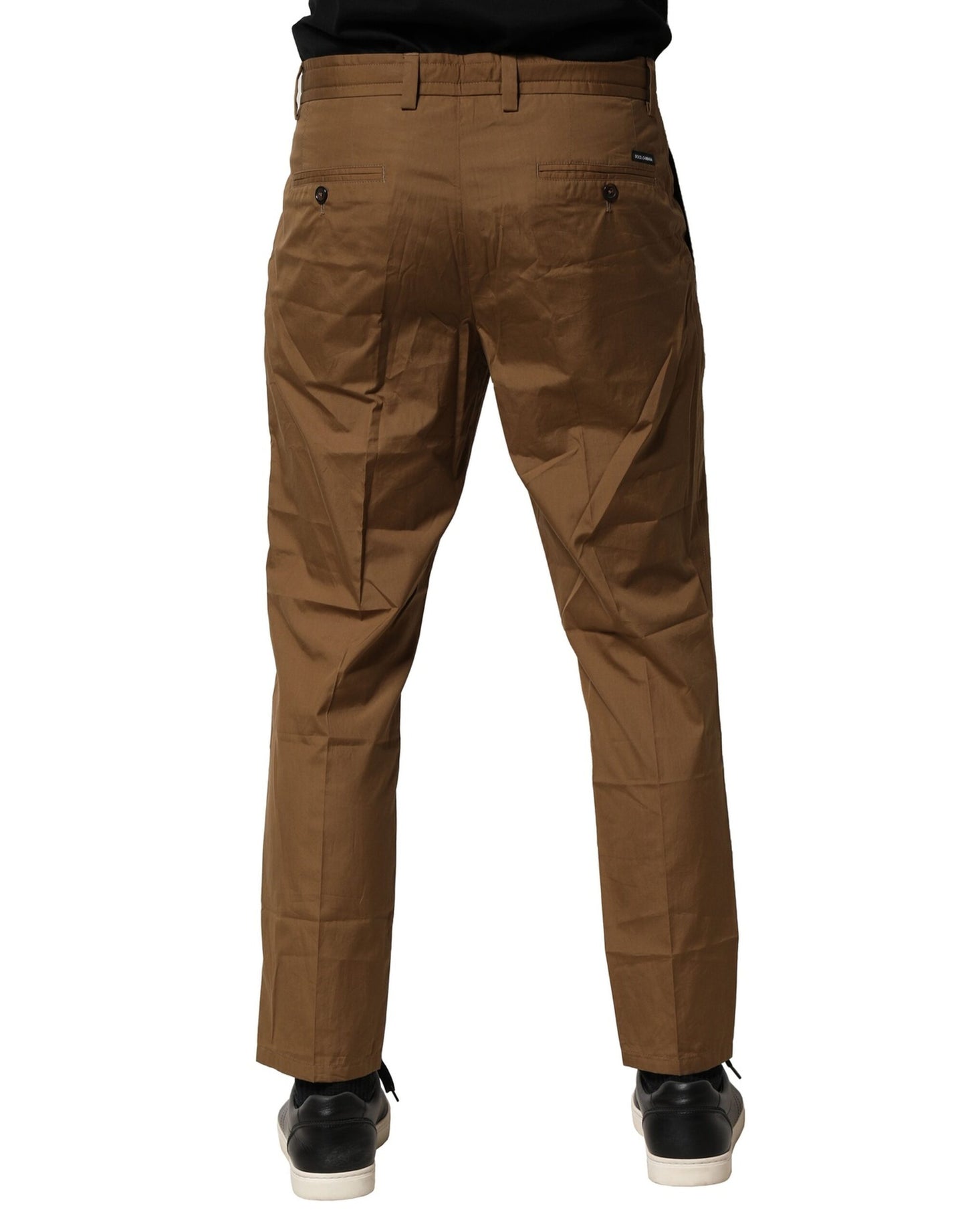 Dolce & Gabbana Brown Cotton Chino Mid Waist Men Pants by Dolce & Gabbana