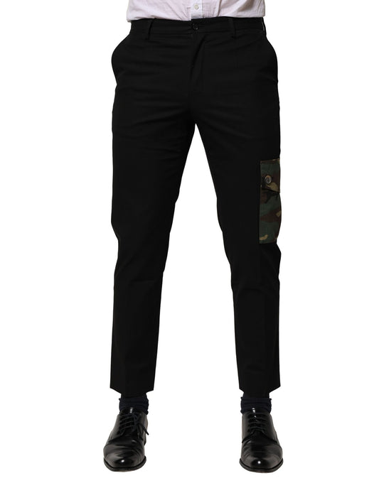 Pantalon cargo en coton noir Dolce &amp; Gabbana pour homme