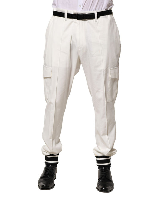 Pantalon de jogging cargo en coton blanc Dolce &amp; Gabbana pour homme