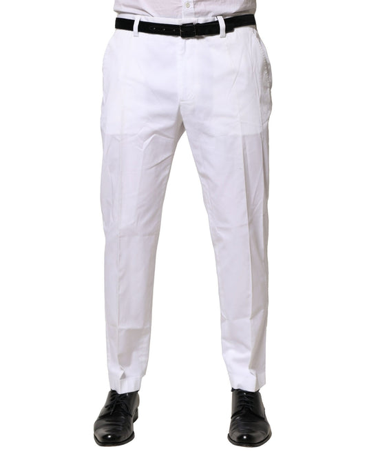 Pantalon slim habillé en coton blanc Dolce &amp; Gabbana