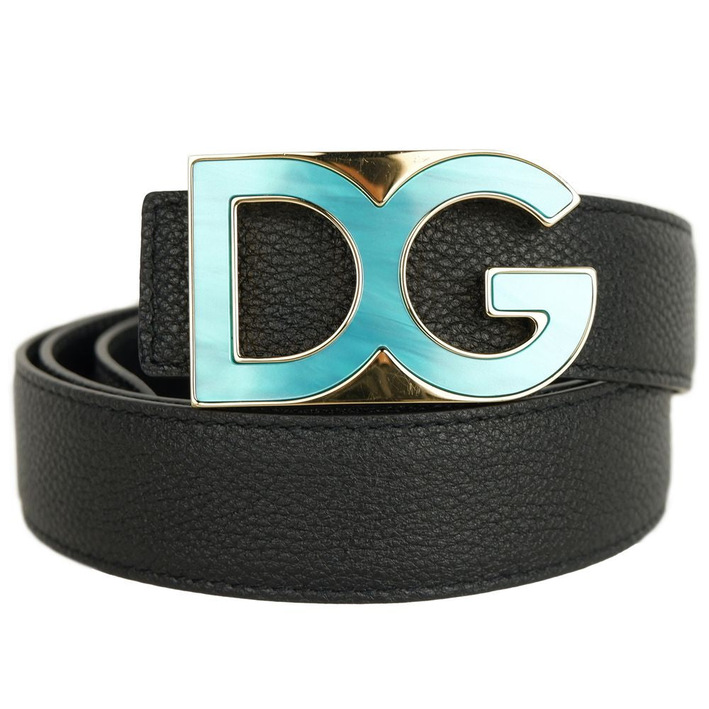 Ceinture Dolce &amp; Gabbana en cuir de veau noir pour femme