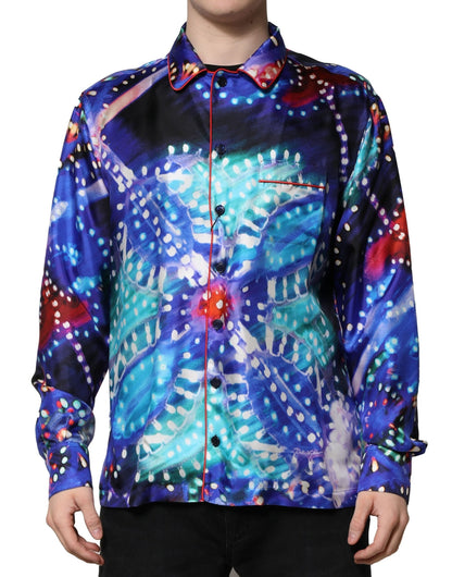 Dolce & Gabbana Multicolor Printed Silk Lounge Casual Shirt by Dolce & Gabbana