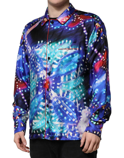 Dolce & Gabbana Multicolor Printed Silk Lounge Casual Shirt by Dolce & Gabbana