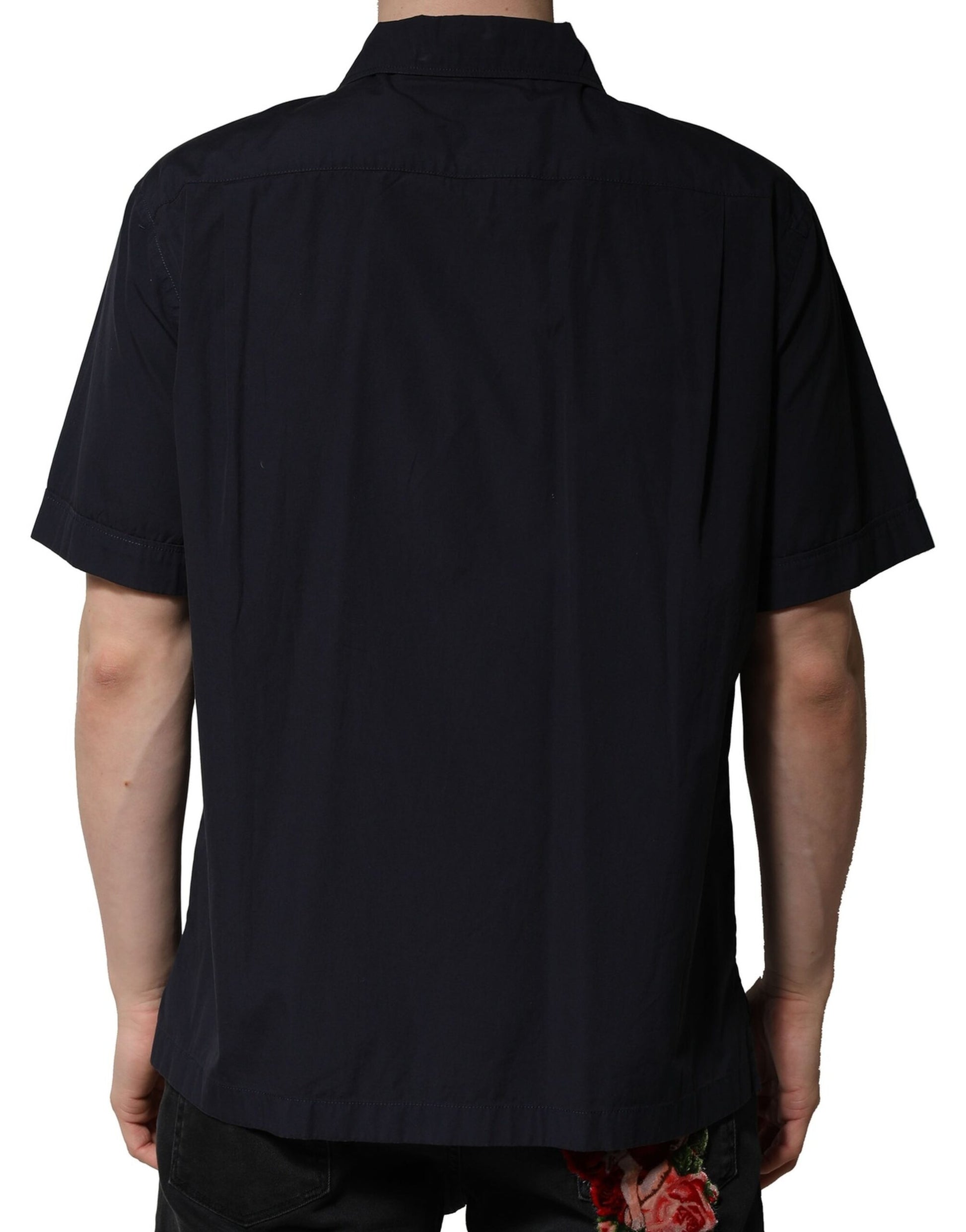 Dolce & Gabbana Dark Blue Cotton Short Sleeves Casual Shirt by Dolce & Gabbana
