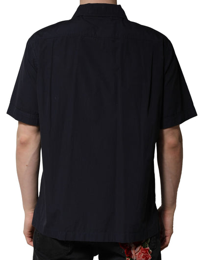 Dolce & Gabbana Dark Blue Cotton Short Sleeves Casual Shirt by Dolce & Gabbana