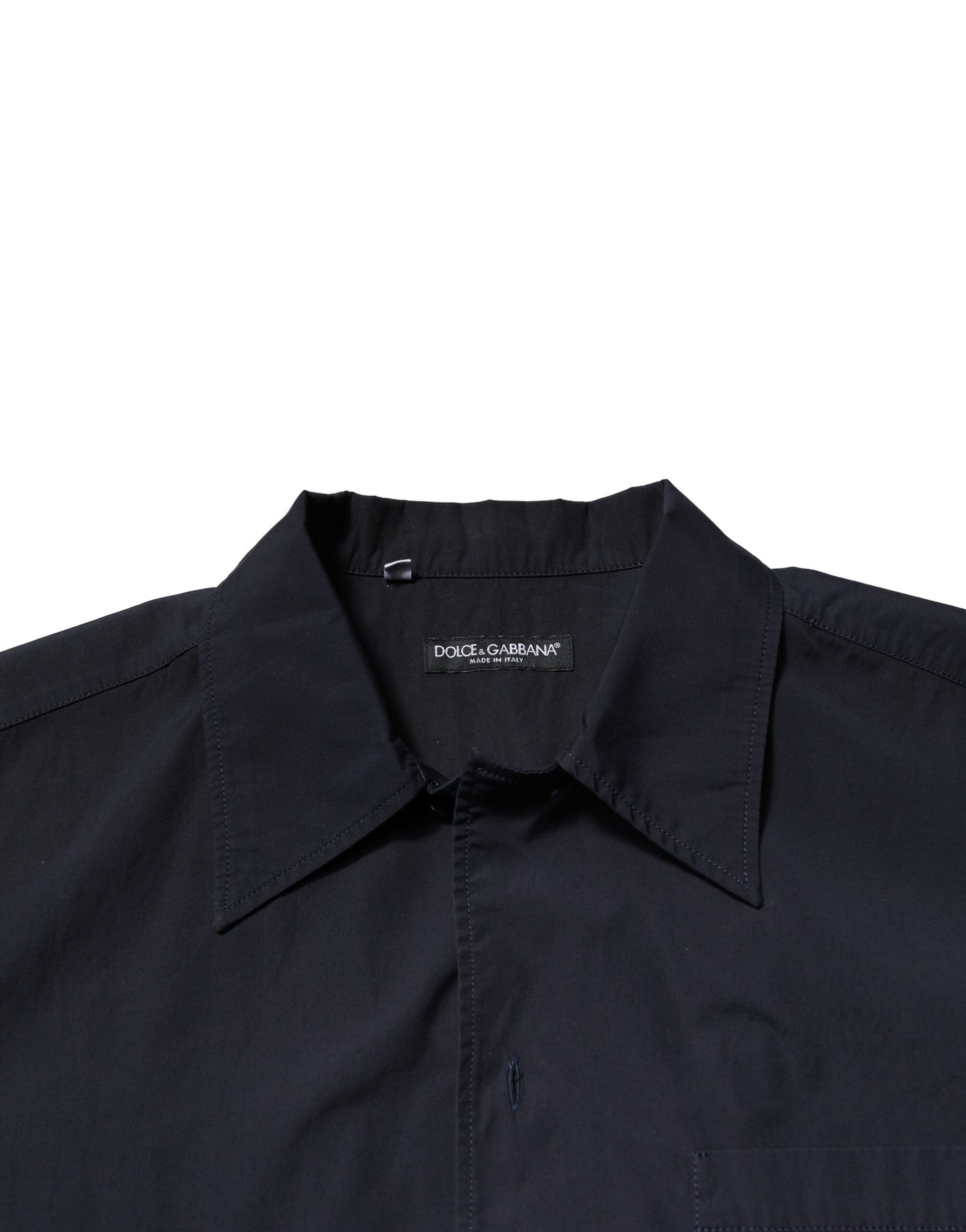 Dolce & Gabbana Dark Blue Cotton Short Sleeves Casual Shirt by Dolce & Gabbana