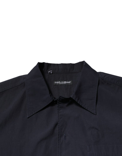 Dolce & Gabbana Dark Blue Cotton Short Sleeves Casual Shirt by Dolce & Gabbana