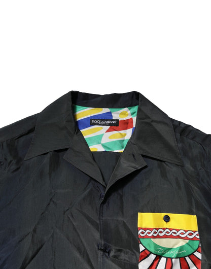 Dolce & Gabbana Black Silk Short Sleeves Men Casual Shirt by Dolce & Gabbana