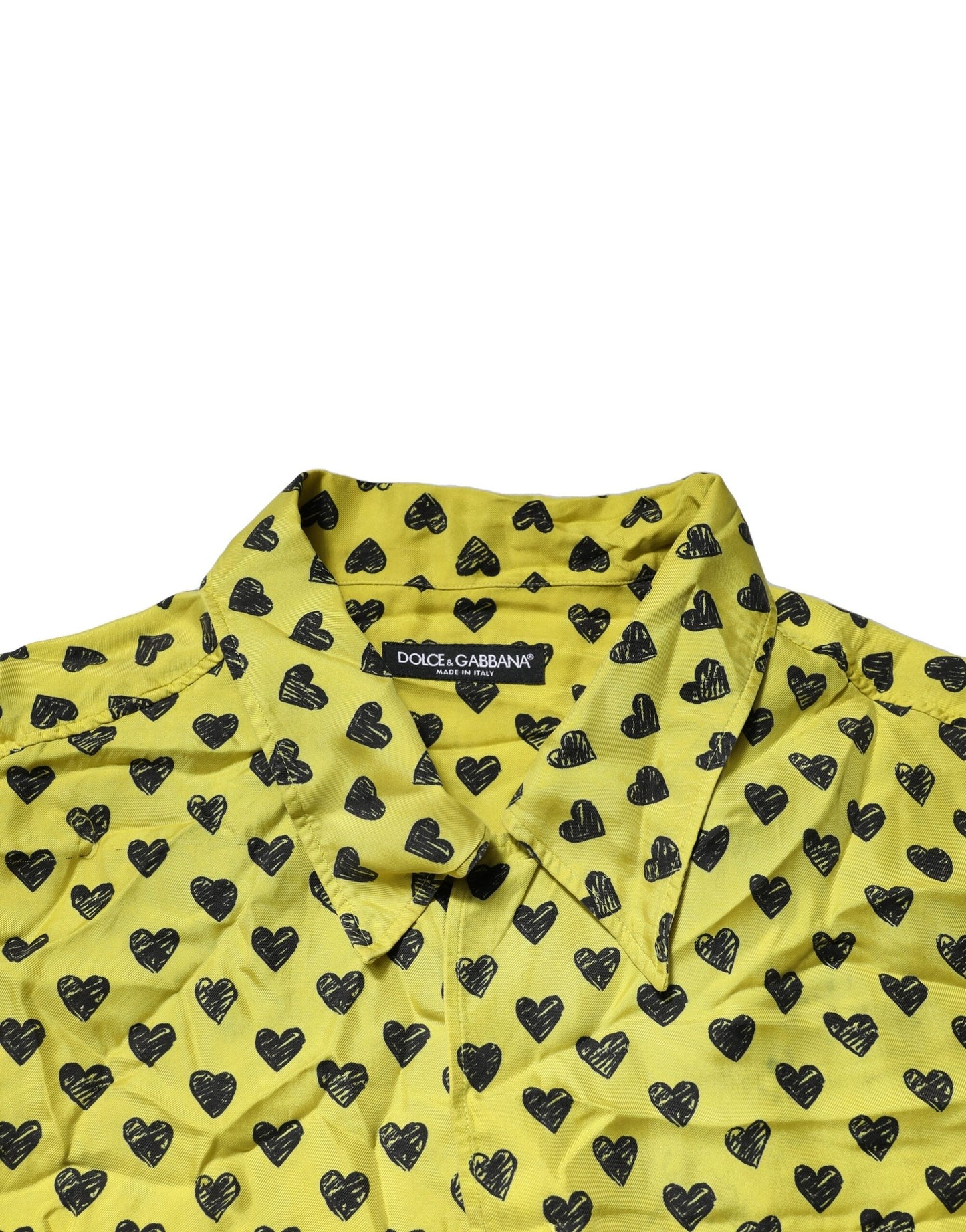 Dolce & Gabbana Yellow Heart Short Sleeves Men Casual Shirt by Dolce & Gabbana