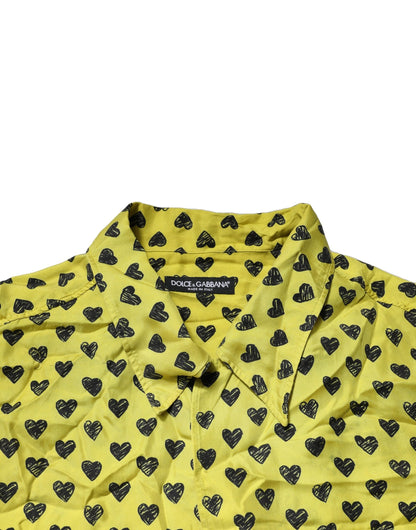 Dolce & Gabbana Yellow Heart Short Sleeves Men Casual Shirt by Dolce & Gabbana