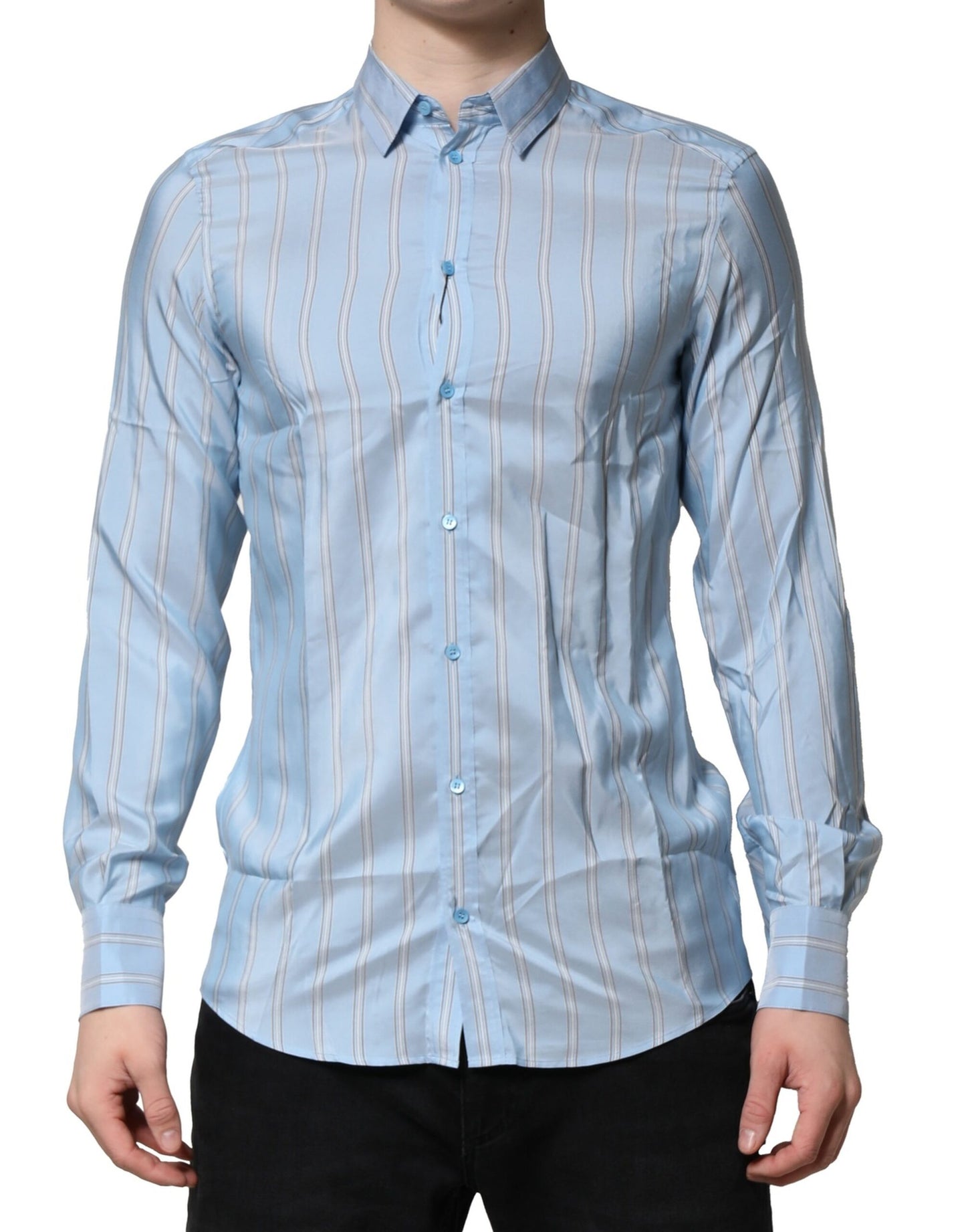 Dolce & Gabbana Light Blue MARTINI Striped Formal Dress Shirt by Dolce & Gabbana