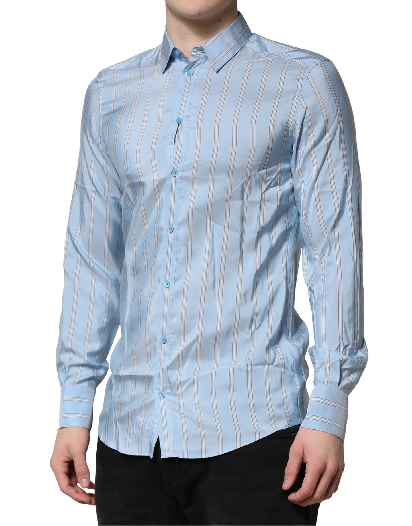 Dolce & Gabbana Light Blue MARTINI Striped Formal Dress Shirt by Dolce & Gabbana