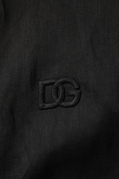 Dolce & Gabbana Black Linen Long Sleeves Men Casual Shirt by Dolce & Gabbana