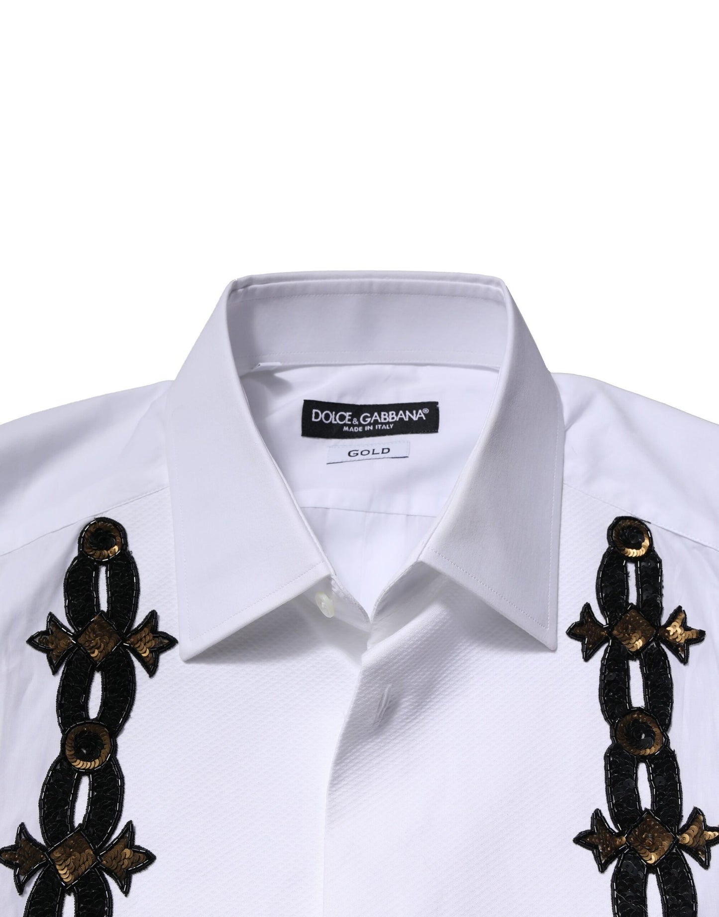 Dolce & Gabbana White GOLD Embellished Formal Men Dress Shirt by Dolce & Gabbana