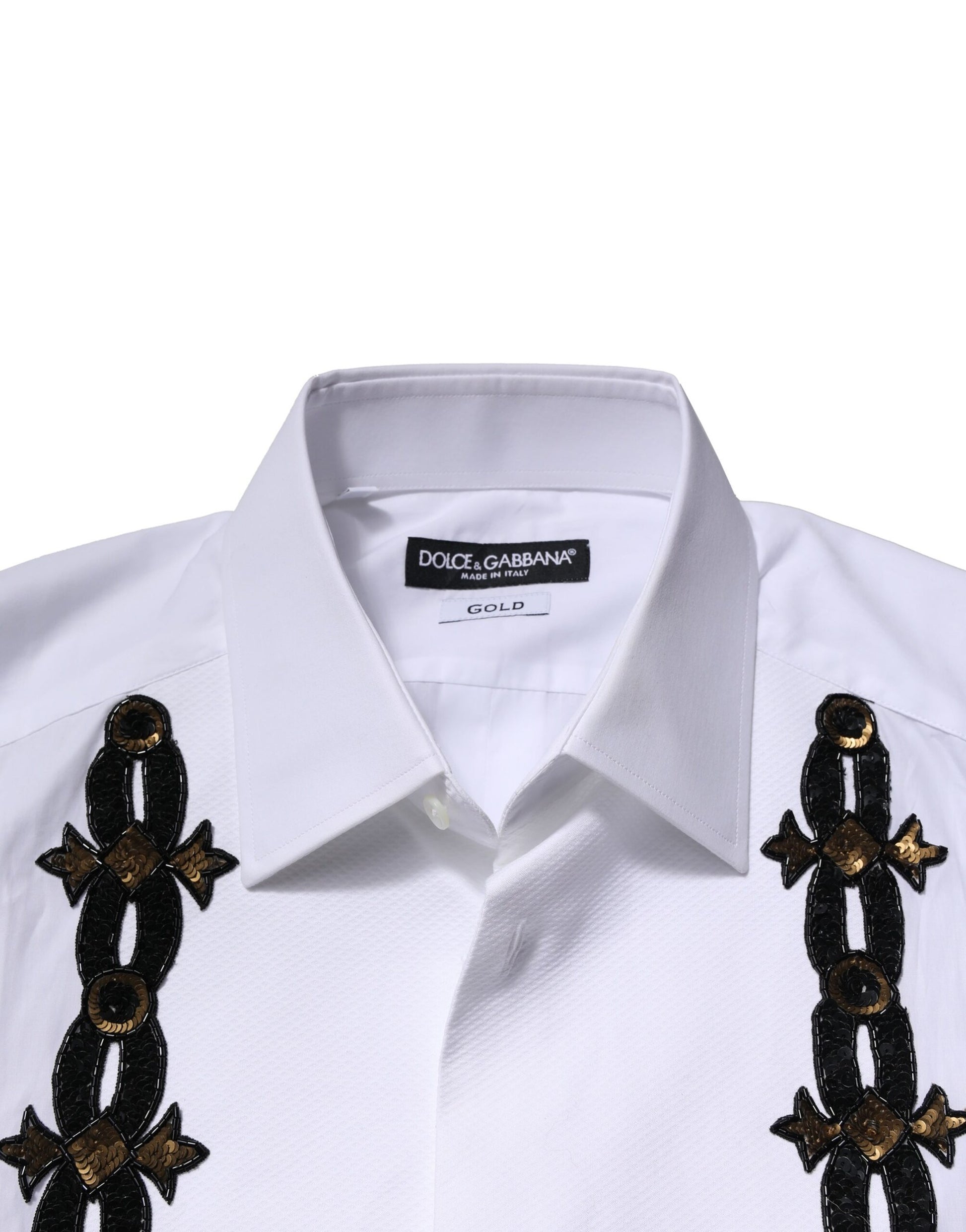 Dolce & Gabbana White GOLD Embellished Formal Men Dress Shirt by Dolce & Gabbana