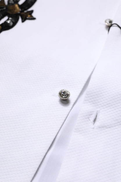 Dolce & Gabbana White GOLD Embellished Formal Men Dress Shirt by Dolce & Gabbana